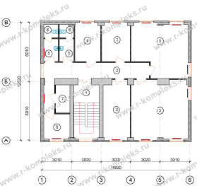 Быстровозводимый офис в 3 этажа, планировка, 3 этаж