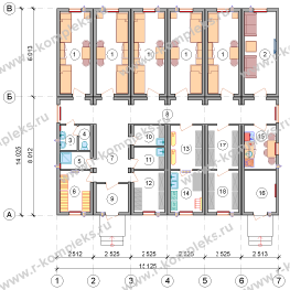 Модульное здание «Общежитие на 10 человек», планировка