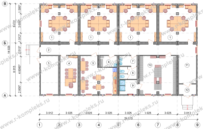 Модульное здание «АБК на 25 рабочих мест», планировка