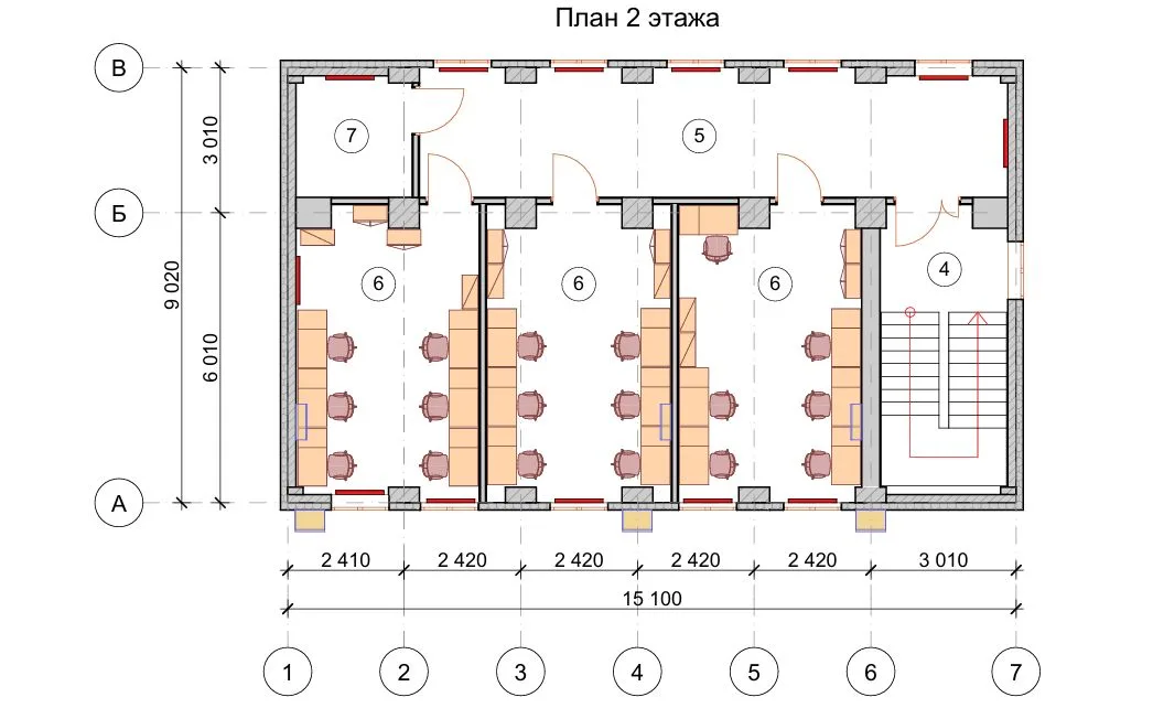 Модульное здание «Зал совещания», планировка, 2 этаж