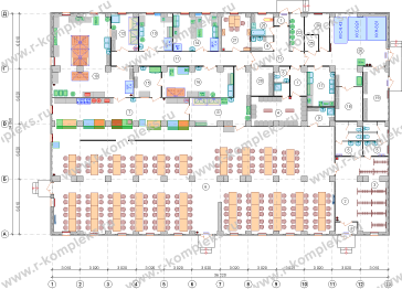 Модульная столовая на 200 посадочных мест, планировка