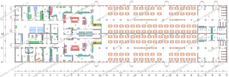 Модульная столовая на 500 посадочных мест, планировка