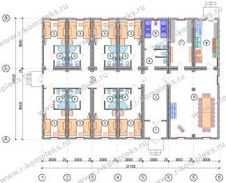 Блочно-модульное VIP общежитие на 16 человек, планировка