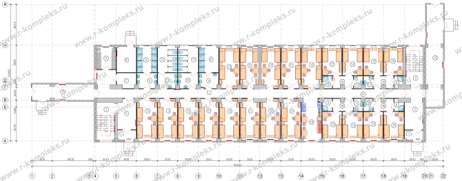 Модульное общежитие на 122 человека, планировка, 1 этаж