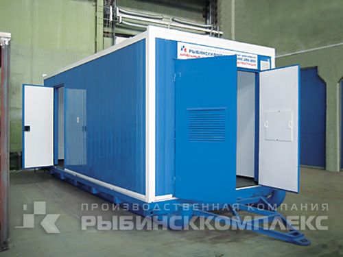 Специализированный блок-контейнер на несъёмных полозьях для передвижной модульной электростанции Специализированный блок-контейнер на несъёмных полозьях для передвижной модульной электростанции