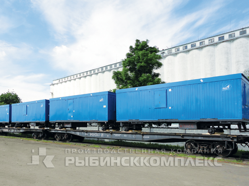 Транспортировка  блок-контейнеров на ж/д платформе