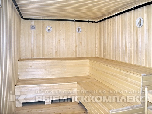 Внутренняя отделка бани в здании из блок контейнеров