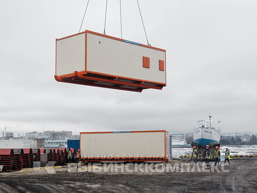 Вывоз вагон-дома на несъёмных полозьях с территории производства в г. Рыбинск
