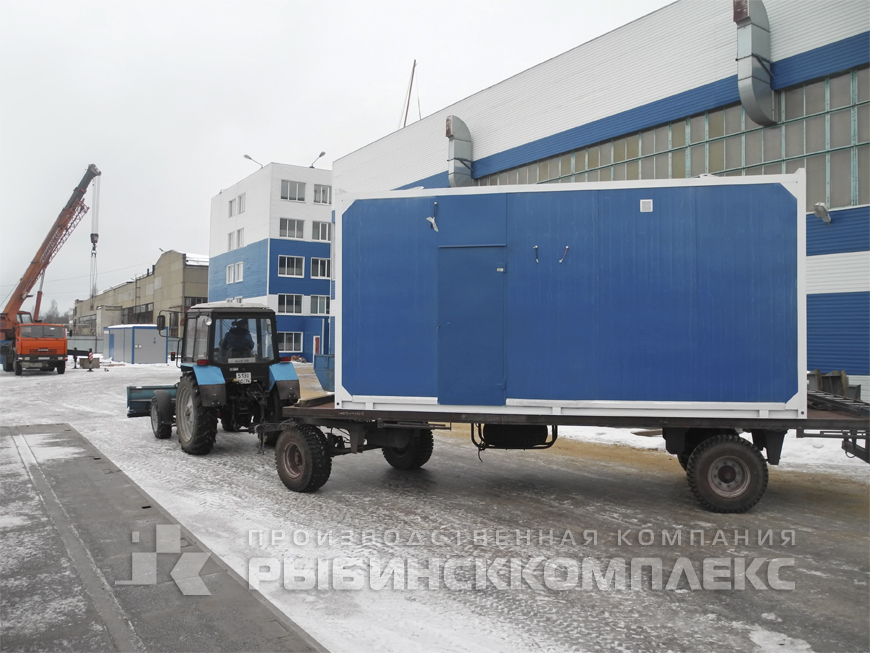 Транспортировка блок-контейнера с системой очистки стоков по территории производства в г. Рыбинск