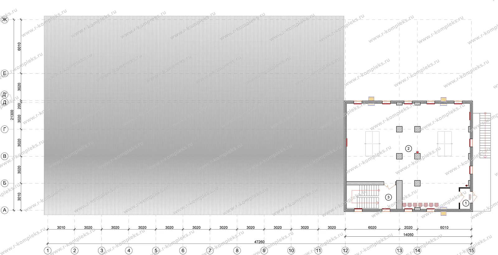 Модульная столовая на 110 человек, планировка, 2 этаж
