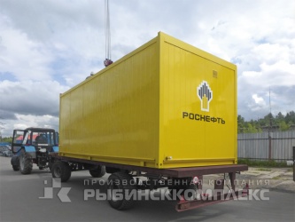 Перевозка блок-контейнера габаритными размерами 6х2,5х2,6 м по территории завода в г. Рыбинск