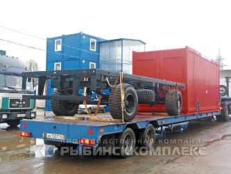 Транспортировка  шасси и цельносворного блок-контейнера  габаритными размерами 6х2,5х2,6 м