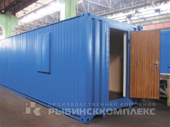 Здание офисного и технического назначения из модернизированного универсального грузового 40-футового контейнера на производстве Здание офисного и технического назначения из модернизированного универсального грузового 40-футового контейнера на производстве