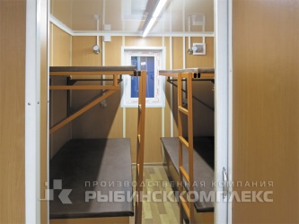 Модульное здание на санях для проживания 8-и человек из преобразованного грузового контейнера. Кровати-рундуки Модульное здание на санях для проживания 8-и человек из преобразованного грузового контейнера. Кровати-рундуки