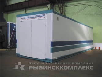 Блок-контейнер с установленным оборудованием в цехе изготовителя Рыбинсккомплекс